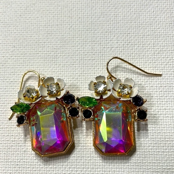 Betsy Johnson Cluster Stone Flower Drop Earrings - Picture 4 of 12